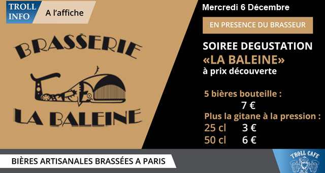 SOIREE DEGUSTATION – «LA BALEINE» – Mercredi 6 décembre